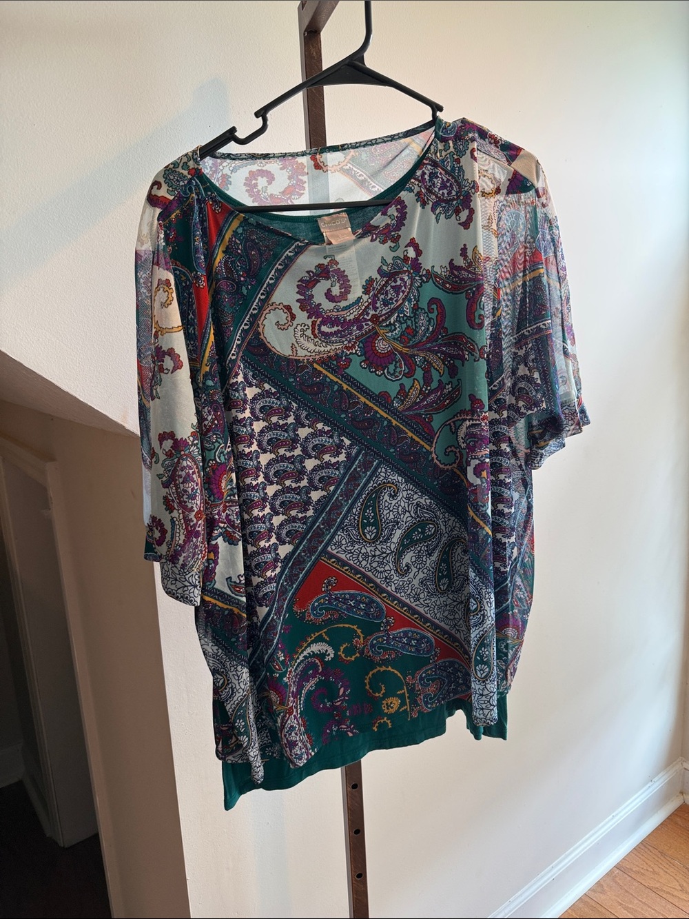 Chico’s Paisley Print Dolman Sleeve Top - Green Multi